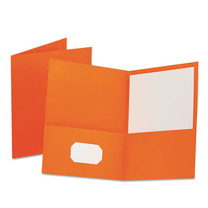 Twin-pocket Folder, Embossed Leather Grain Paper, Orange, 25-box