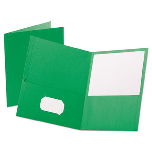 Leatherette Two Pocket Portfolio, 8 1-2" X 11", Green, 10-pk