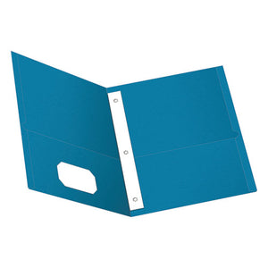 Twin-pocket Folders With 3 Fasteners, Letter, 1-2" Capacity, Light Blue, 25-box
