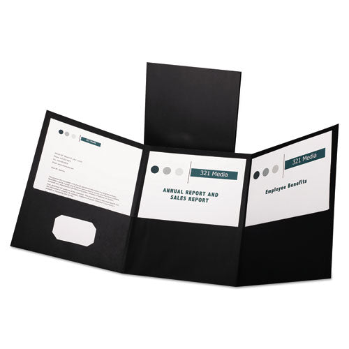 Tri-fold Folder W-3 Pockets, Holds 150 Letter-size Sheets, Black