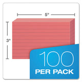 Ruled Index Cards, 3 X 5, Cherry, 100-pack