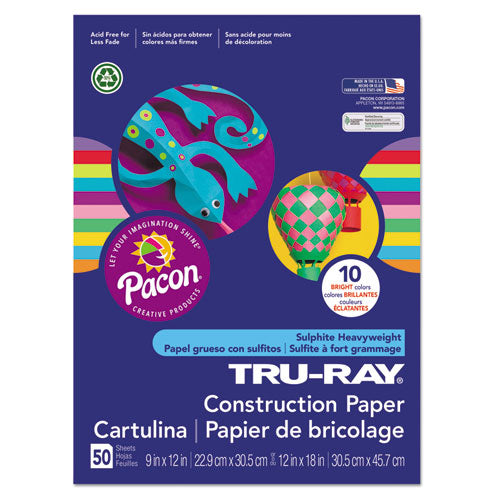 Tru-ray Construction Paper, 76lb, 9 X 12, Assorted Bright Colors, 50-pack