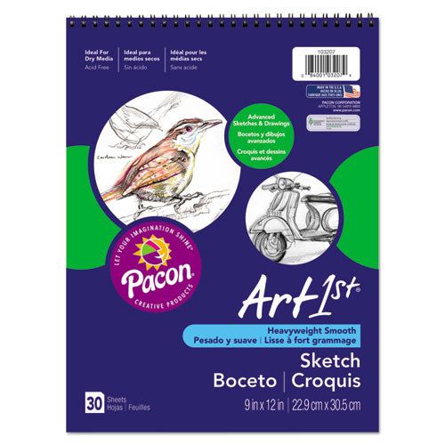 Art1st Artist's Sketch Book, 80 Lb, 9 X 12, White, 30 Sheets