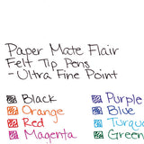 Flair Felt Tip Stick Porous Point Marker Pen, 0.4mm, Assorted Ink-barrel, 8-set