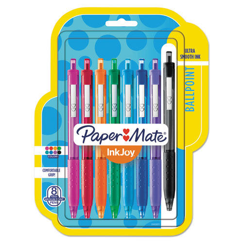 Inkjoy 300 Rt Retractable Ballpoint Pen, 1mm, Assorted Ink-barrel, 8-pack