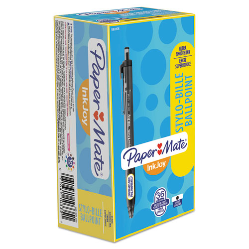 Inkjoy 300 Rt Retractable Ballpoint Pen, 1mm, Black Ink, Smoke Barrel, 36-box