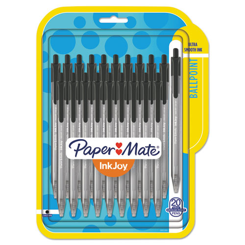 Inkjoy 100 Rt Retractable Ballpoint Pen, Medium 1mm, Black Ink-barrel, 20-pack