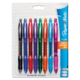 Profile Retractable Ballpoint Pen, 1.4mm, Assorted Ink-barrel, 8-set