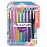 Flair Felt Tip Stick Porous Point Pen, Extra-fine 0.4 Mm, Assorted Colors Ink, Gray Barrel, 16-pack