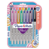 Flair Felt Tip Stick Porous Point Pen, Extra-fine 0.4 Mm, Assorted Colors Ink, Gray Barrel, 16-pack