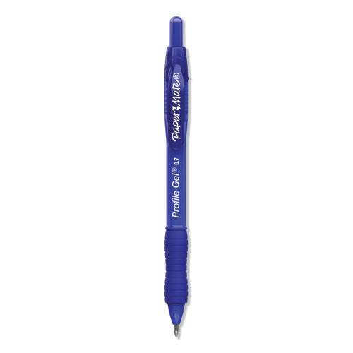 Profile Retractable Gel Pen, Medium 0.7 Mm, Blue Ink, Translucent Blue Barrel, Dozen