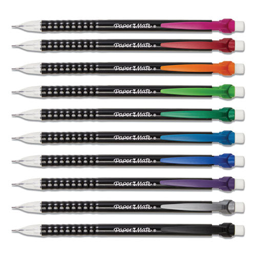 Write Bros Mechanical Pencil, 0.7 Mm, Hb (#2), Black Lead, Black Barrel With Assorted Clip Colors, 24-pack