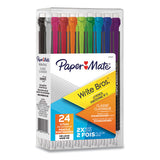 Write Bros Mechanical Pencil, 0.7 Mm, Hb (#2), Black Lead, Black Barrel With Assorted Clip Colors, 24-pack