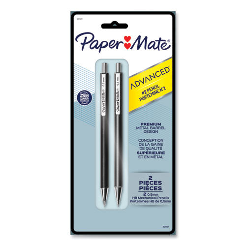 Advanced Mechanical Pencils, Hb (#2), 0.5 Mm, Black Lead, Black; Gray Barrel,  2-pack