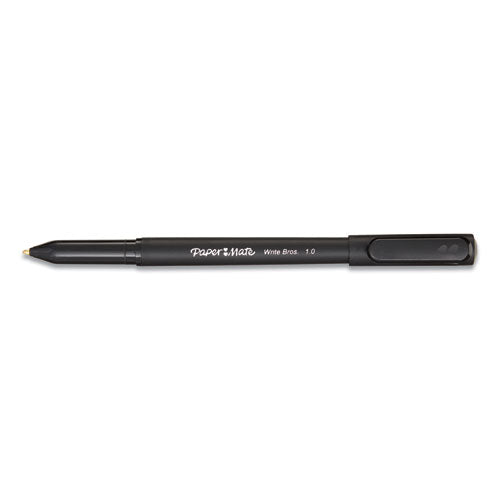 Write Bros. Stick Ballpoint Pen, Medium 1mm, Black Ink-barrel, Dozen
