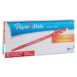 Eraser Mate Stick Ballpoint Pen, Medium 1mm, Red Ink-barrel, Dozen