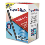 Write Bros. Stick Ballpoint Pen Value Pack, 1mm, Black Ink-barrel, 60-pack