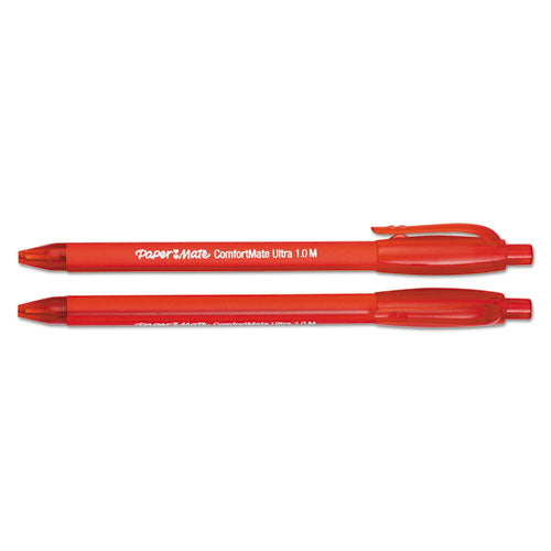 Comfortmate Ultra Retractable Ballpoint Pen, Medium 1mm, Red Ink-barrel, Dozen