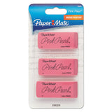 Pink Pearl Eraser, Rectangular, Large, Elastomer, 3-pack