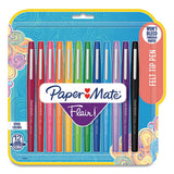 Point Guard Flair Stick Porous Point Pen, Medium 0.7mm, Assorted Ink-barrel, 12-set
