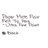 Flair Felt Tip Stick Porous Point Marker Pen, 0.4mm, Black Ink-barrel, Dozen