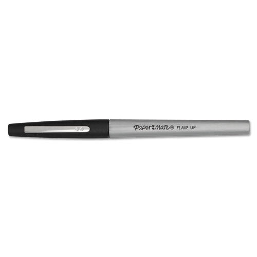 Flair Felt Tip Stick Porous Point Marker Pen, 0.4mm, Black Ink-barrel, Dozen