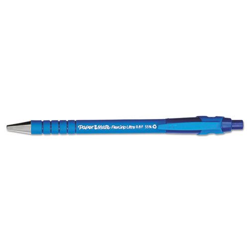 Flexgrip Ultra Retractable Ballpoint Pen, 0.8mm, Blue Ink, Black-blue Barrel, Dozen
