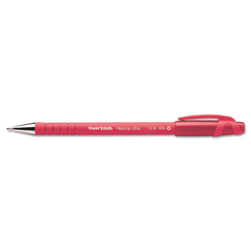 Flexgrip Ultra Stick Ballpoint Pen, Medium 1mm, Red Ink-barrel, Dozen