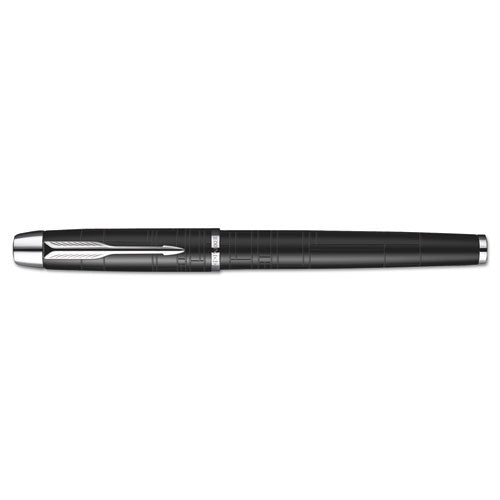 Im Premium Stick Roller Ball Pen Gift Box, 0.7mm, Black Ink, Black-chrome Barrel