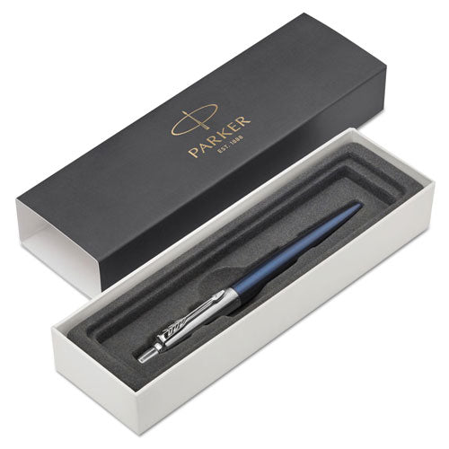 Jotter Retractable Ballpoint Pen Gift Box, 1mm, Blue Ink, Royal Blue-chrome Barrel