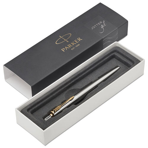 Jotter Retractable Gel Pen Gift Box, 0.7mm, Black Ink, Stainless Steel Barrel