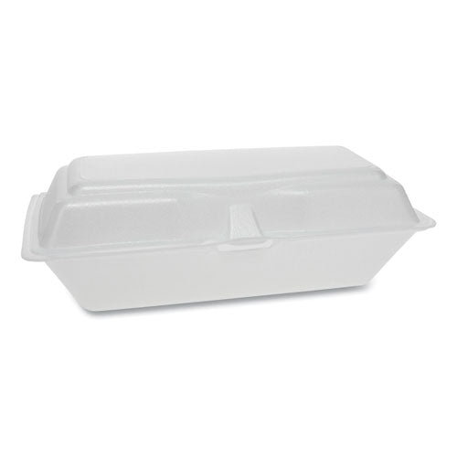 Foam Hinged Lid Containers, Single Tab Lock Hoagie, 9.75 X 5 X 3.25, 1-compartment, White, 560-carton