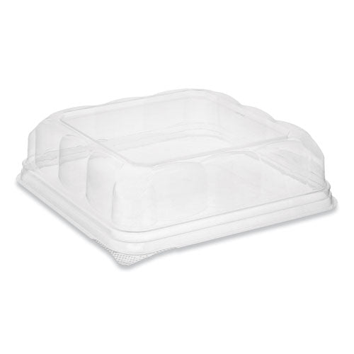 Recycled Plastic Square Dome Lid, 7.5 X 7.5 X 2.02, Clear, 195-carton