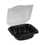 Earthchoice Vented Dual Color Microwavable Hinged Lid Container, 1-compartment, 16 Oz, 6 X 6 X 3, Black-clear, 321-carton