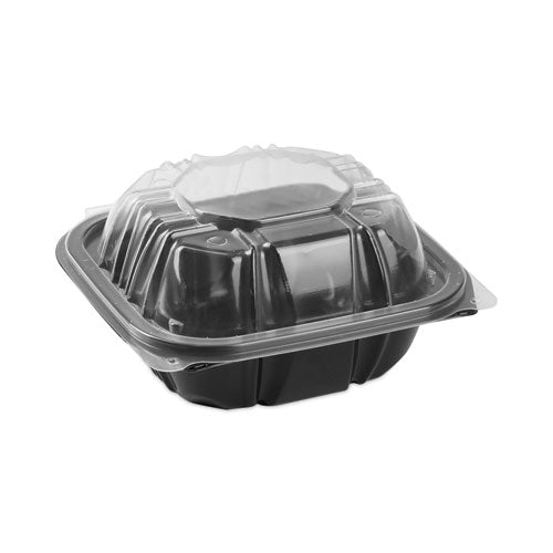 Earthchoice Vented Dual Color Microwavable Hinged Lid Container, 1-compartment, 16 Oz, 6 X 6 X 3, Black-clear, 321-carton