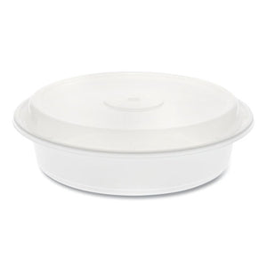 Newspring Versatainer Microwavable Containers, Round, 35 Oz, 8 X 8 X 2.5, White/clear, Plastic, 150/carton