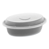 Newspring Versatainer Microwavable Containers, Oval, 8 Oz, 5.7 X 4 X 1.45, Black/clear, Plastic, 150/carton