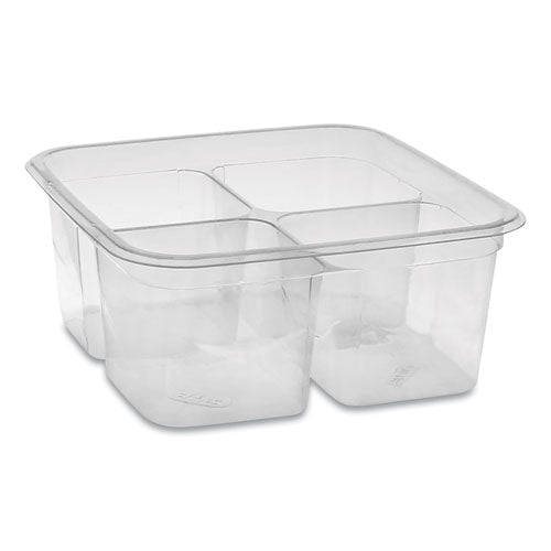 Earthchoice Pet Container Bases, 6.13 X 6.13 X 2.61, 32 Oz, 4-compartment, Clear, 360-carton
