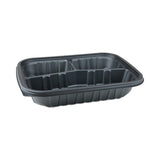 Earth Choice Entrée2go Takeout Containers, 3-compartment, 48 Oz, 11.75 X 8.75 X 2.13, Black, 200-carton