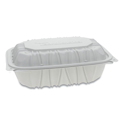 Vented Microwavable Hinged-lid Takeout Container, 9 X 6 X 3.1, 1-compartment, White, 170-carton
