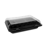 Dual Color Smartlock Hinged Lid Container, 4-compartment, 10.75 X 8 X 3.25, Black Base-clear Top, 125-carton