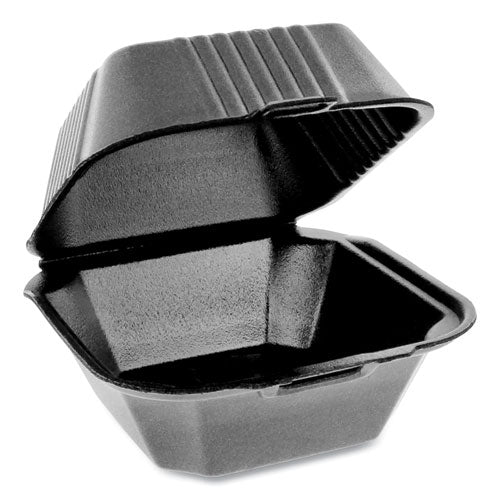 Smartlock Foam Hinged Containers, Sandwich, 5.75 X 5.75 X 3.25, 1-compartment, Black, 504-carton