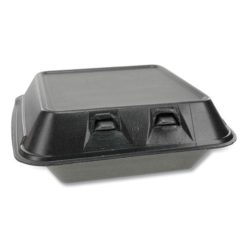 Smartlock Foam Hinged Containers, Medium, 8 X 8.5 X 3, 1-compartment, Black, 150-carton
