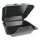 Smartlock Foam Hinged Containers, Large, 9 X 9.13 X 3.25, 1-compartment, Black, 150-carton