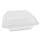 Smartlock Foam Hinged Containers, Medium, 8 X 8.5 X 3, 3-compartment, White, 150-carton