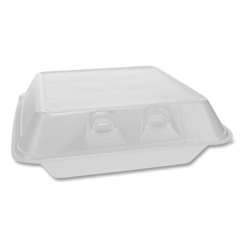 Smartlock Foam Hinged Containers, Large, 9 X 9.13 X 3.25, 1-compartment, White, 150-carton