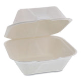 Earthchoice Bagasse Hinged Lid Container, 5.8 X 5.8 X 3.3, 1-compartment, Natural, 500-carton