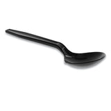 Meadoware Polystyrene Cutlery, Soup Spoon, Medium Heavy Weight, Black, 1,000-carton