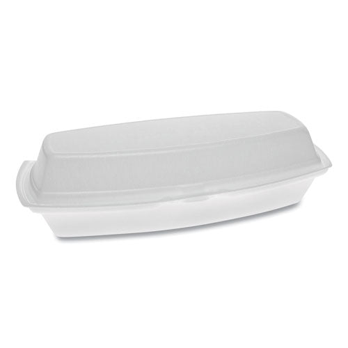 Foam Hinged Lid Containers, Single Tab Lock Hot Dog, 7.25 X 3 X 2, 1-compartment, White, 504-carton