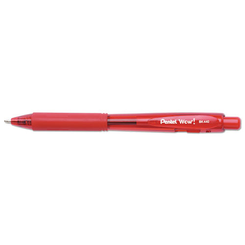 Wow! Retractable Ballpoint Pen, Medium 1 Mm, Red Ink-barrel, Dozen